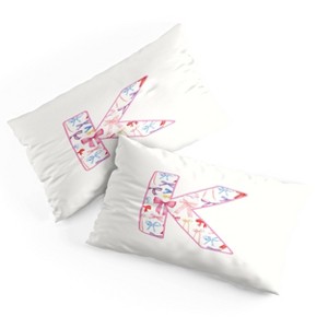Deny Designs King April Lane Art Fancy Bow Monogram K Microfiber Printed Pillow Sham - 1 of 3