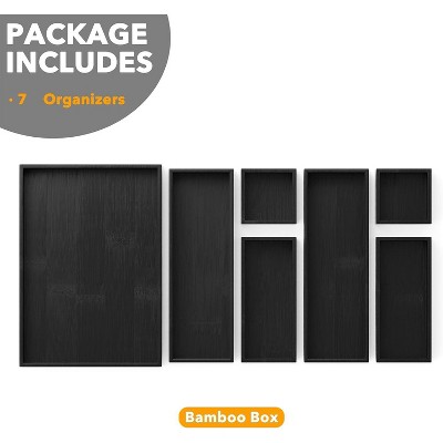 SpaceAid 7-Piece Bamboo Drawer Organizer Set – Multi-Use Divider Bins for Kitchen, Bathroom, Office, and Makeup Storage, Black — фото 6