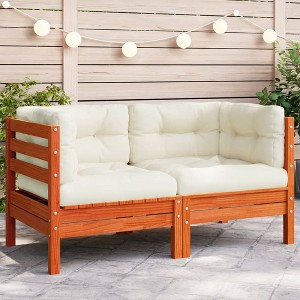 vidaXL Patio Sofa Corner with Cushions Wax Brown Solid Wood Pine - 1 of 4