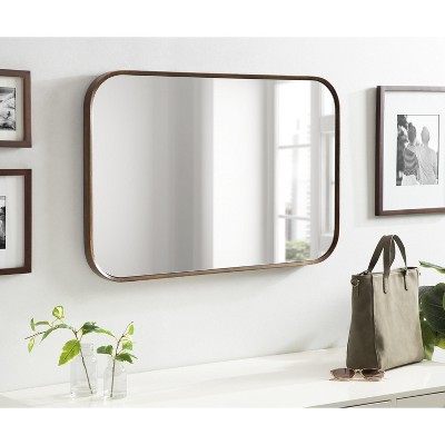 Nordlund Modern Walnut Brown Wood Framed Wall Mirror, 23x35