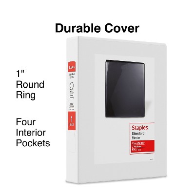 Staples 1" Standard 5-1/2" x 8-1/2" Mini View Binder with Round Rings White 580931