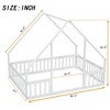 Okak Twin/Full Size House-Style Bed Frame with Fence Guardrails,Modern Floor Bed for Toddlers/Kids Bedroom - 3 of 4