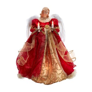Kurt Adler 14-Inch UL 10-Light Red and Gold Angel Tree Topper - 1 of 4