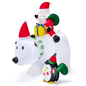 Tangkula 7FT Christmas Inflatables LED Lighted Xmas Inflatable Polar Bear w/ Shaking Head - 1 of 4