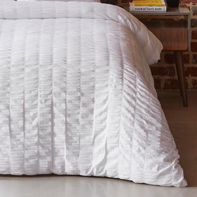 King White Cotton Seersucker Duvet Cover Set