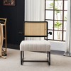 Beautyolove Mid-Century White Faux Lambskin Black Arm Upholstered Accent Chair Armchair - 3 of 4