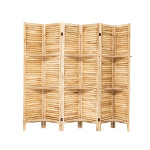 NicBex Room Divider Modern Folding Privacy Screen with Storage Shelves for Home & Office - 1 of 4
