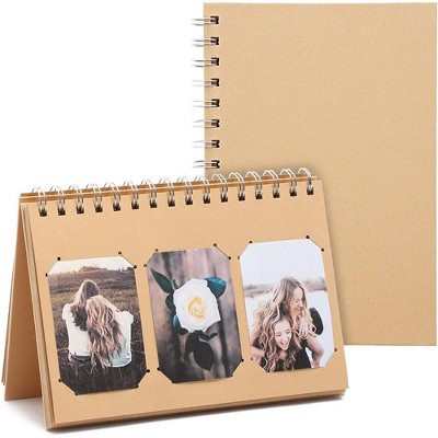 Paper Junkie 2-Pack Kraft Paper Desk Calendar Flip Photo Album Brown Picture Frames, 8.25x5.5 Inch