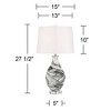 Possini Euro Design Marisa 27 1/2" Tall Modern Table Lamp Gray Swirl Finish Art Glass Single White Shade Living Room Bedroom Bedside Nightstand House - 4 of 4