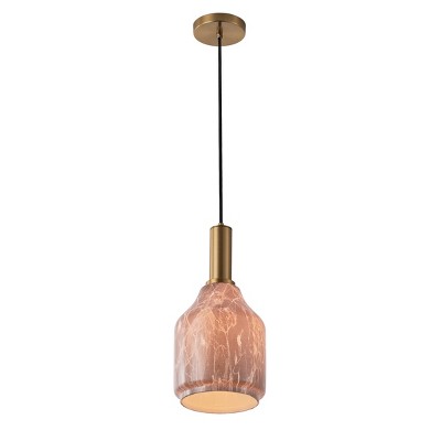 Dewdrop Farmhouse Brown Marble Texture Glass Pendant Light for Kitchen Island Dining Room