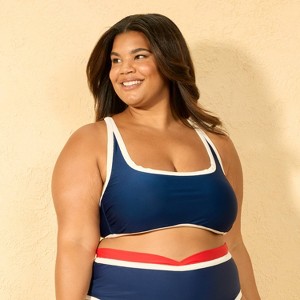 Women's Contrast Binding Bralette Bikini Top - Shade & Shore™ Navy Blue - 1 of 3