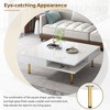 Anybear Exquisite High Gloss White Coffee Table with 4 Golden Legs and 2 Small Drawers - 4 of 4
