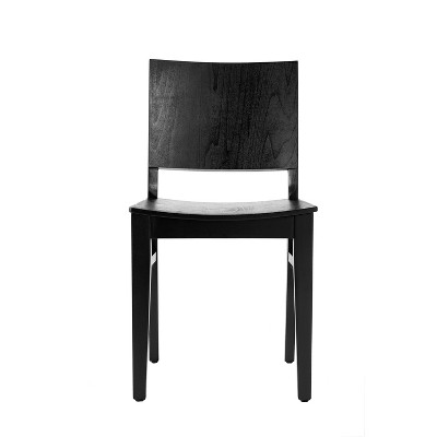 Naples Black Solid Wood Dining Chairs with Panel Backrests, Set of 2