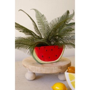 Ceramic Watermelon Slice Planter – 4" Tall Summer Decor Accent by Kalalou - 1 of 3