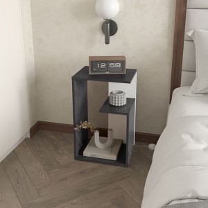 Side Table in melamine with open storage, Onix and White - 1 of 4