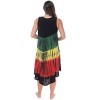 Riviera Sun Womens Tie Dye Summer Dress - Beach Cover Up with Embroidery - Rasta Color Dresses for Women  - Red Green Yellow Black - 3 of 3