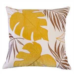 Tramull Leaf Accent Pillow 20"x20", Polyester Velvet Cover, Hidden Zipper - 1 of 4