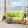 TinyHomie Expandable Daybed, Outdoor Couch Acacia Wood Patio Couch with Adjustable Armrests, Removable Cushions and Pillows, Green - 3 of 4