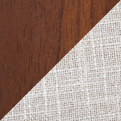 Beige Upholstered Side Chair with Walnut Wood Legs, Set of 2