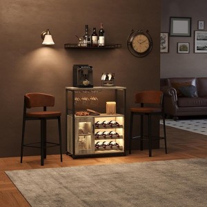 Acekool Compact Bar Cabinet - Wine Storage with Adjustable Shelves & Glass Rack - 1 of 4