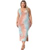 Agnes Orinda Women's Plus Size Side Slits Bodycon Sleeveless Tie Dye Midi Dress - 3 of 4