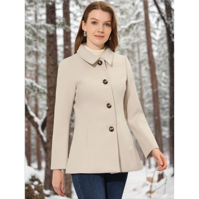 INSPIRE CHIC Women's Work Office Winter Overcoat Single Breasted Point Collar Pea Coat Medium Beige — фото 3
