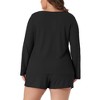Agnes Orinda Women's Plus Size Waffle Solid Color Long Sleeve Comfortable 2 Pieces Pajama Sets - 4 of 4