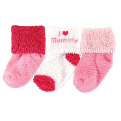 Luvable Friends Baby Girl Socks Set, Pink Mom, 0-3 Months