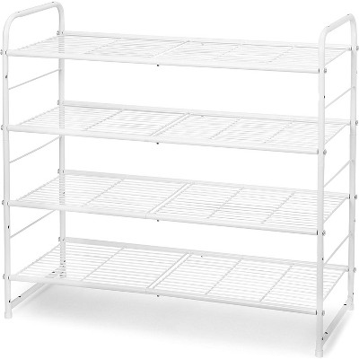 Simple Trending 4-Tier Stackable Shoe Rack White