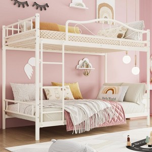 TackView Metal Bunk Bed Twin Over Twin, Bunkbeds Frame with Safety Guard Rails, Steel Bed for School, Bedroom Space-Saving - 1 of 4