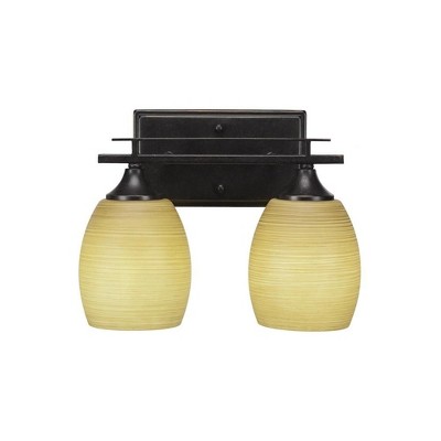 Uptowne Dark Granite 2-Light Vanity with Cayenne Linen Shade