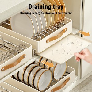 Pull Out Cabinet Organiser, Slide Out Cabinet Basket Organizer Heavy Duty, Self-Adhesive Kitchen Cupboard Organiser with Handle for Kitchen Cabinets - 1 of 4