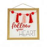 National Tree Company 13" 'Follow Your Heart' Hanging Wall Decoration, Red, Valentine's Day Collection