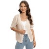 Womens Short Sleeve Knit Cardigan Sweater Summer Casual V Neck Button Down Crop Bolero Shrug Lightweight Crochet Tops Outwear - 4 of 4