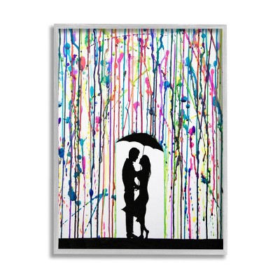 Stupell Industries Modern Romantic Rainfall Silhouette Framed Giclee Art