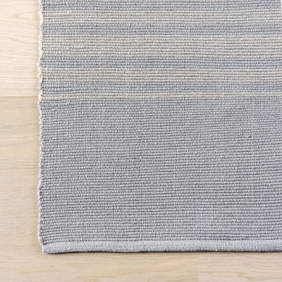 Handmade Blue and Gray Cotton Striped Runner Rug 2' 6" x 8'