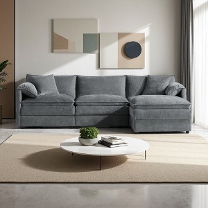 103.5" Chenille L-Shaped Modular Sectional Sofa with Double Cushions - 1 of 4