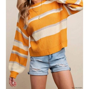 Women's Stripe Sweater - KORI - 1 of 2