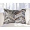 HomeRoots 12" X 20" Gray and Silver Chevron Cowhide Lumbar Throw Pillow with Glitter - 2 of 4