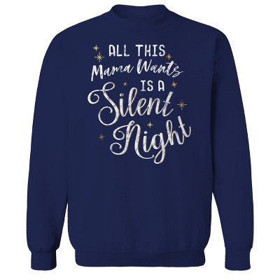 Rerun Island Men s Christmas All This Mama Wants Long Sleeve Graphic Cotton Sweatshirt Navy S