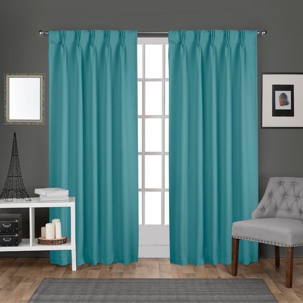 Photos - Curtains & Drapes Set of 2 108"x52" Sateen Pinch Pleat Woven Blackout Back Tab Window Curtai