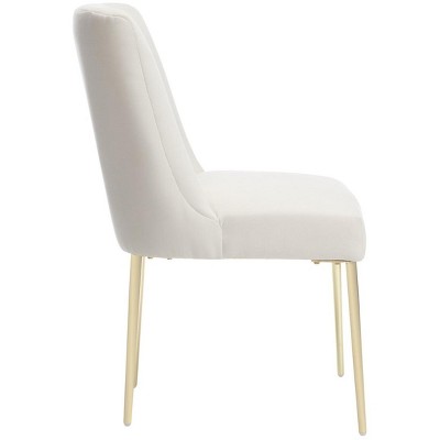 Luxe Off-White Velvet Upholstered Side Chair with Gold Legs