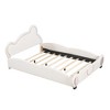 Whisen Velvet Platform Bed with Bear-Shaped Headboard and Bed-End Storage Pocket - 3 of 4