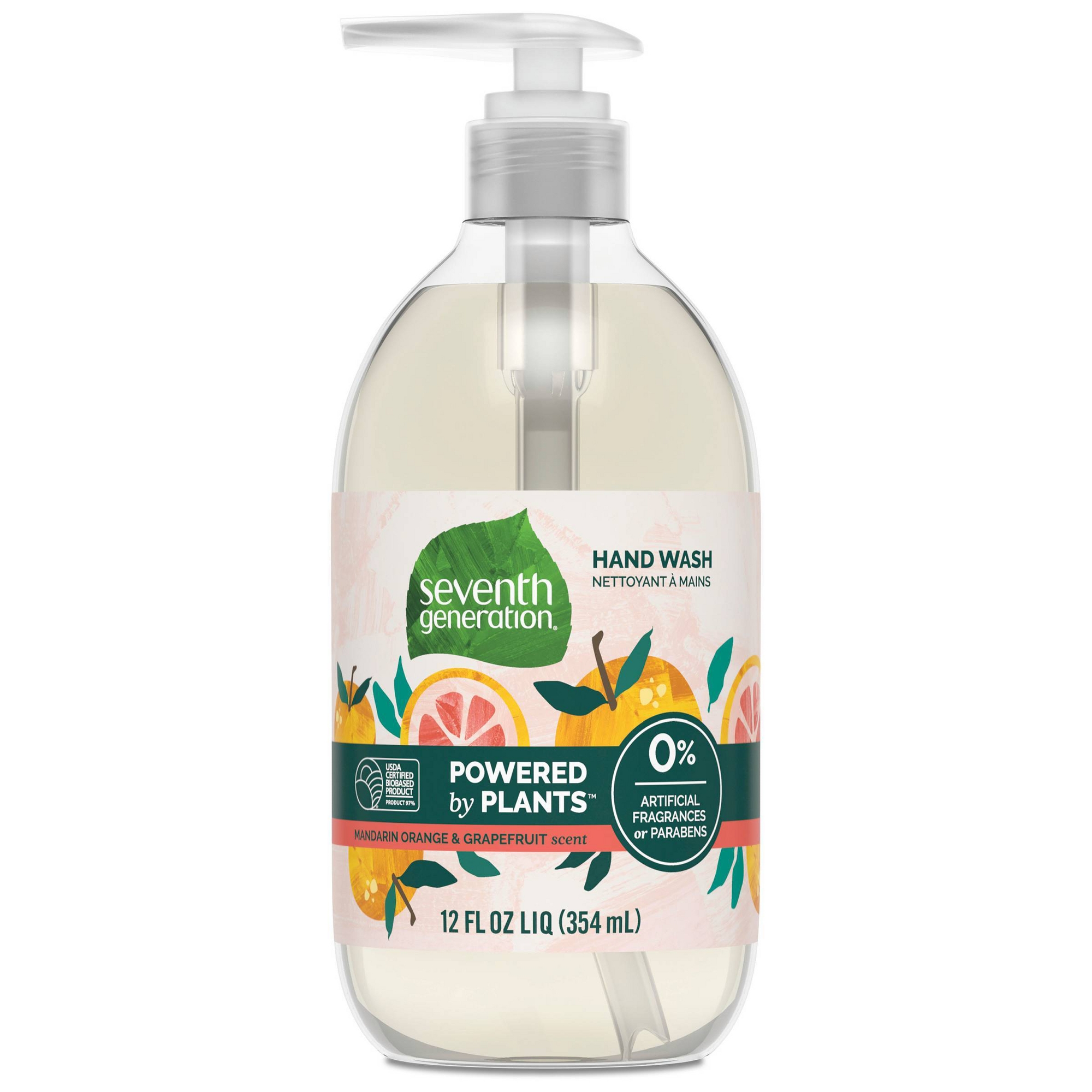 Seventh Generation Mandarin Orange & Grapefruit Liquid Hand Soap - 12 fl oz: Dye-Free, Triclosan-Free, Phthalate-Free