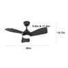 Warmiplanet 2- Pack 30"  Ceiling Fans with Lights and Remote Control,DC Motor, Black, 3 Blades - 2 of 4
