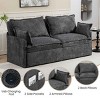 3-in-1 Corduroy Convertible Sofa Bed, 73'' Pull-Out Sleeper Couch with USB Ports and Side Pockets, Corduroy Couch with Pillows-Coolbibila - 3 of 4