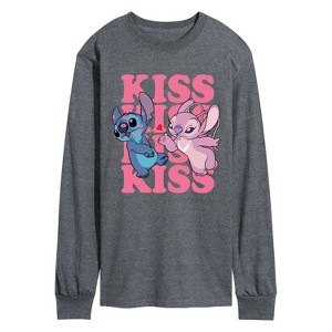 Men's - Lilo and Stitch - Kiss Long Sleeve Graphic T-Shirt - 1 of 4