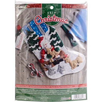 Bucilla Felt Stocking Applique Kit 18" Long-Santa's Forest Family