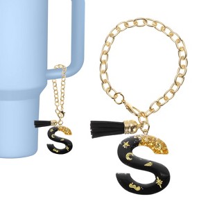 Unique Bargains Resin Lightweight Decorative Tassel Keychain Handle Charm Black with Gold Foil 1 Pc - 1 of 4