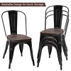 Tangkula Set of 4  Metal Dining Side Chair Wood Seat Stackable Bistro Cafe New - 2 of 4